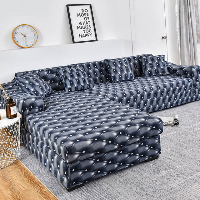 Sofa Cover Geometric Couch Cover Elastic for L Shaped Chaise