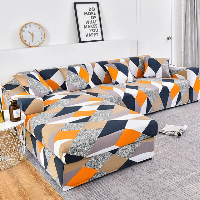 Sofa Cover Geometric Couch Cover Elastic for L Shaped Chaise