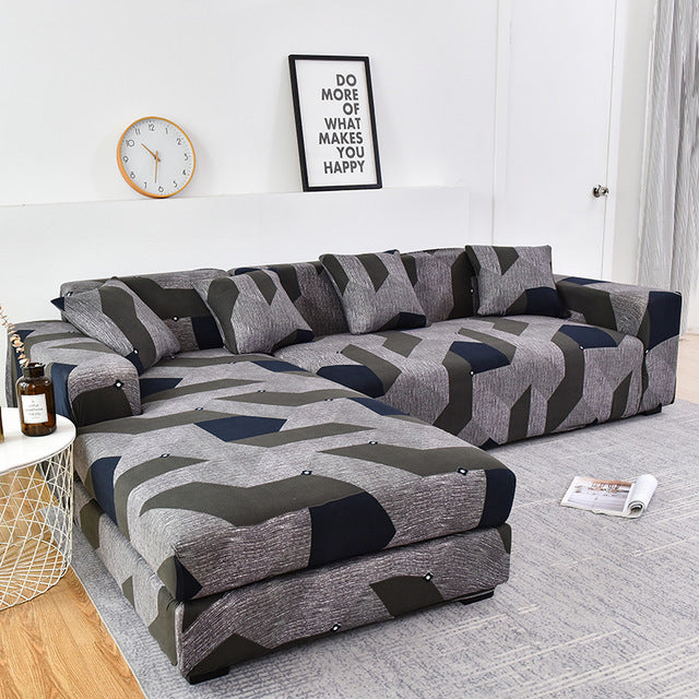 Sofa Cover Geometric Couch Cover Elastic for L Shaped Chaise