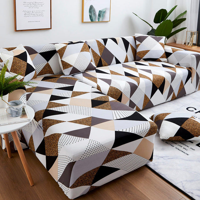 Sofa Cover Geometric Couch Cover Elastic for L Shaped Chaise