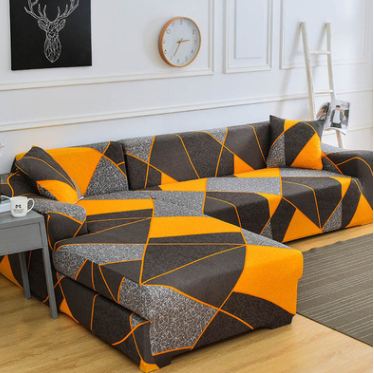 Sofa Cover Geometric Couch Cover Elastic for L Shaped Chaise