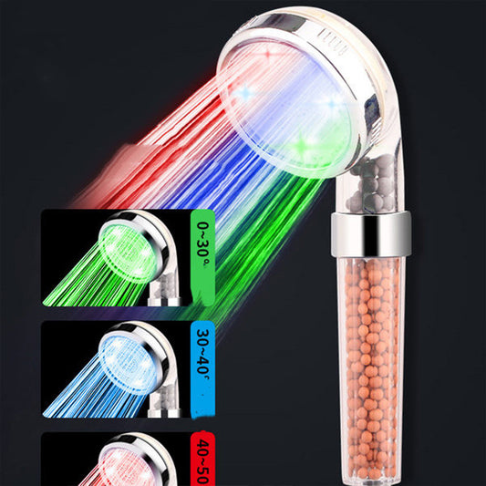 Rainbow Glow Handheld Shower Head - Color Changing LED, Temperature Control, Anion Filter