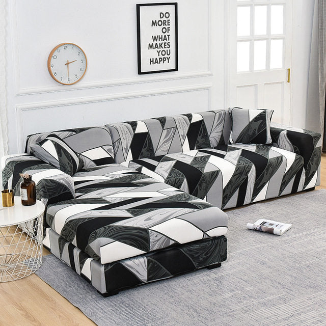 Sofa Cover Geometric Couch Cover Elastic for L Shaped Chaise